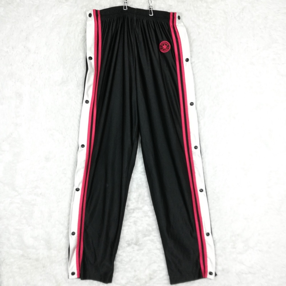 Vtg Converse Mens Track Pants Tear Away‎ Black Red White Stripes Pull On L